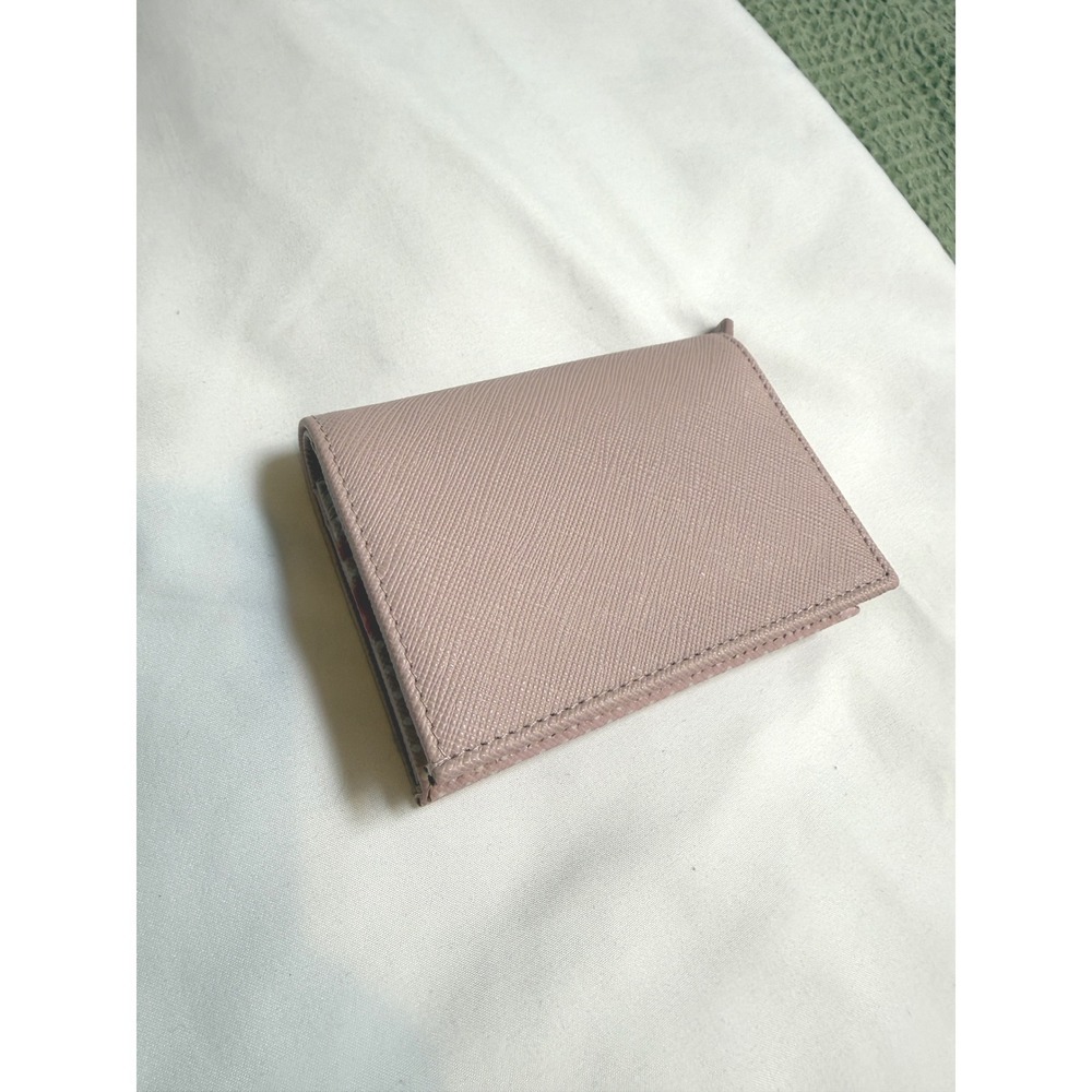 Prada Pink Saffiano Leather Wallet Red Bocche Lip Print NWT + Box + Reg - Picture 13 of 16
